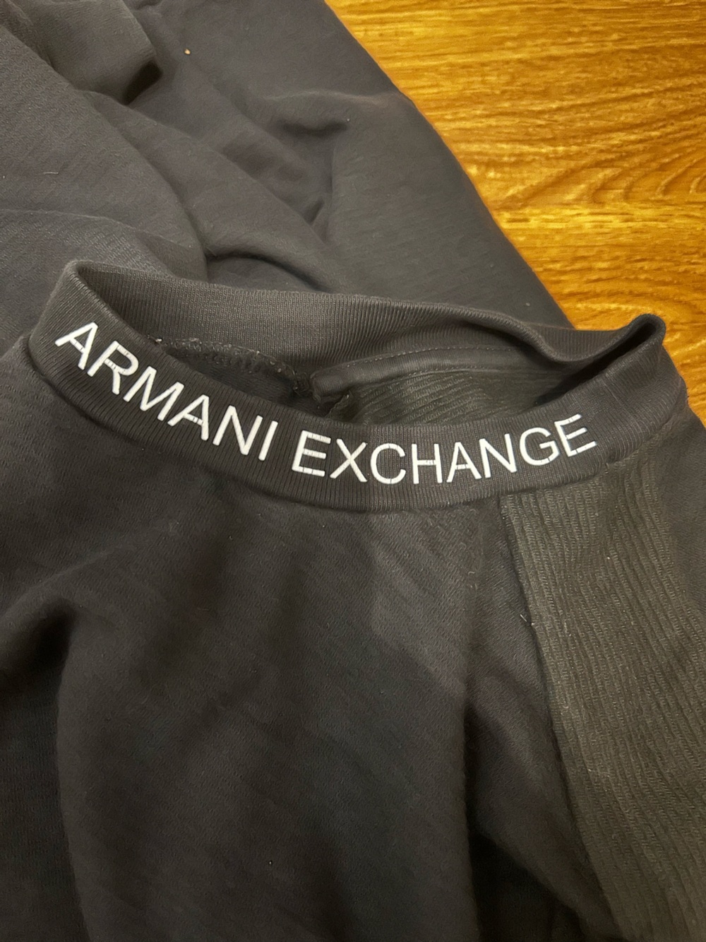 Armani Exchange Black Crewneck with White Neckline Logo